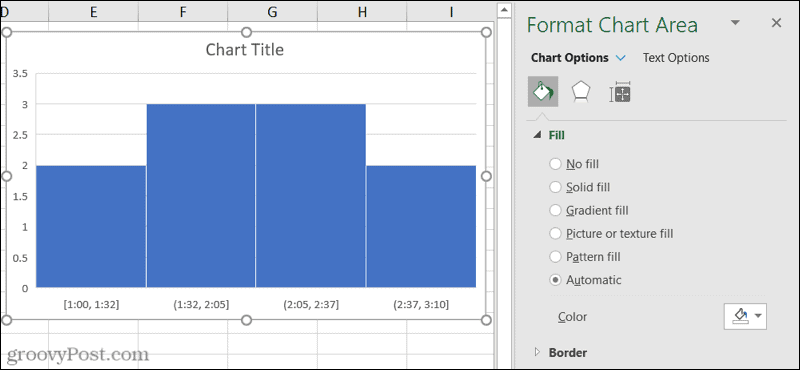 Diagramterület oldalsáv formázása