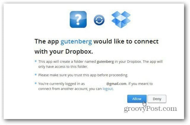 projekt gutenberg csatlakozás a dropboxhoz