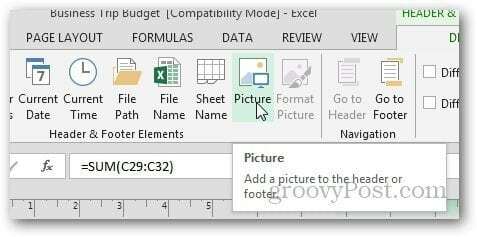 Vízjel Excel 12