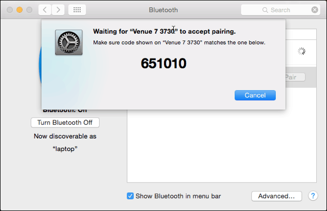 Bluetooth párosítás a Mac oldalon