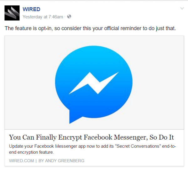 facebook a végétől a végéig titkosítás