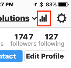Érintse meg a sávdiagram ikont az Instagram Insights eléréséhez.