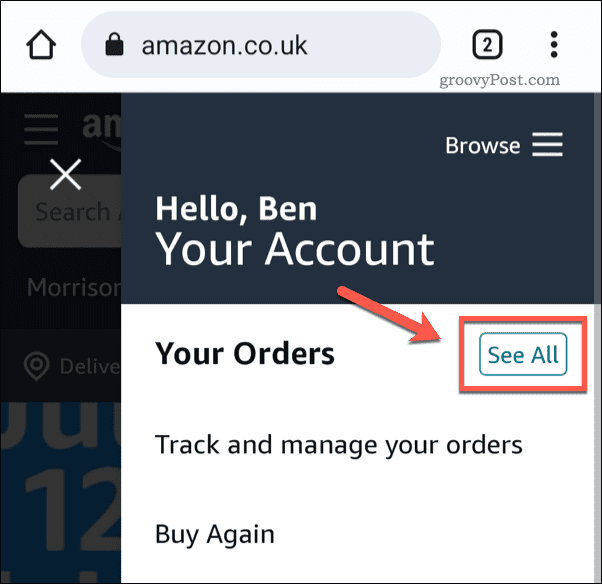 Tekintse meg az összes rendelést az Amazon mobilján