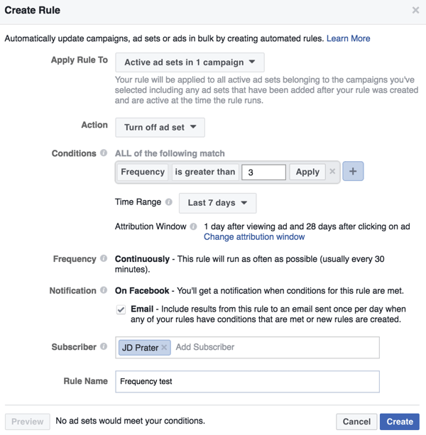 Állítson be egy automatikus Facebook szabályt a Power Editorban.