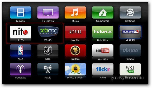 XBMC Nitro ikonok Apple TV
