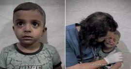Az orvos így próbálta megnyugtatni az izraeli támadás során félelemtől remegő palesztin gyereket