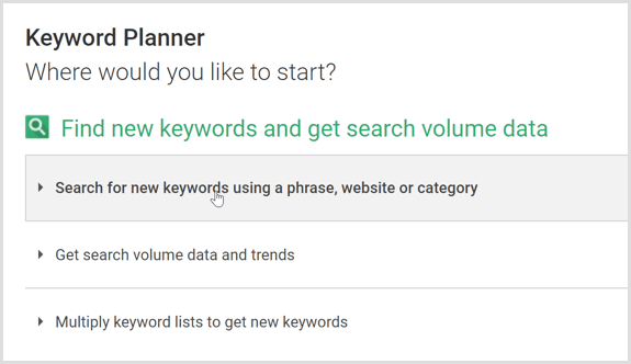 Google AdWords Kulcsszótervező keresés