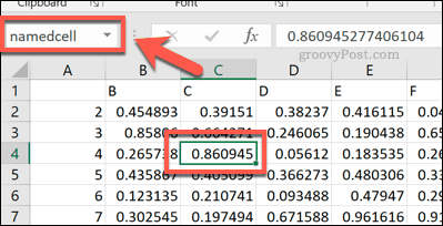 Egy elnevezett cellás hivatkozás az Excelben