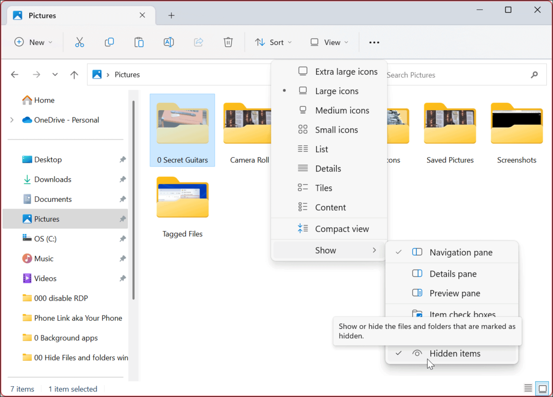 Fájlok és mappák elrejtése Windows 11 rendszeren