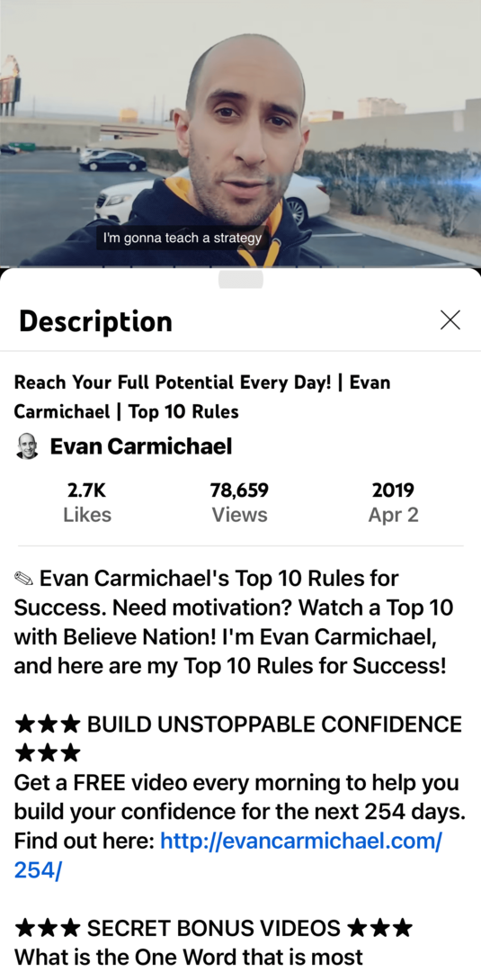 Evan Carmichael YouTube-videó képe és leírása a mobilalkalmazásban