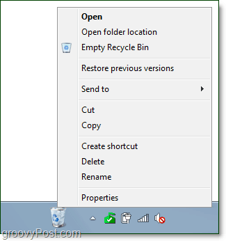 egy teljesen működőképes újrahasznosító tálca a Windows 7 tálcáján