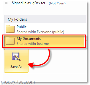 válasszon egy Windows Live ejtőernyő-mappát