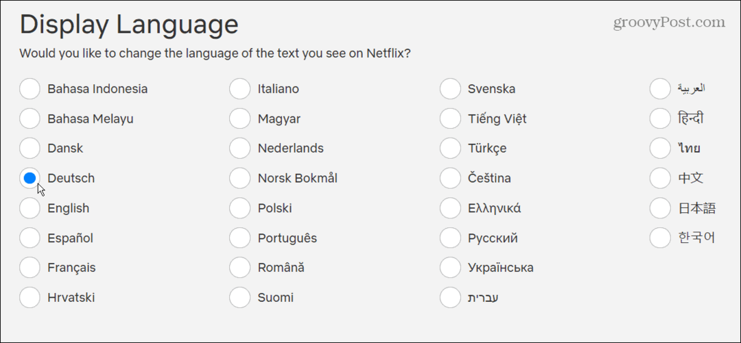 Módosítsa a Netflix nyelvét egy új nyelvre