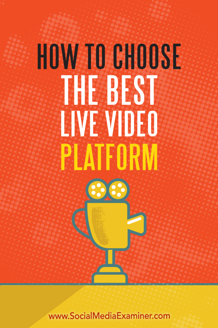 Hogyan válasszuk ki a legjobb élő videó platformot Joel Comm-tól a Social Media Examiner webhelyen.