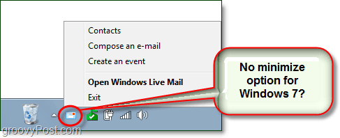 A Windows Live Mail elrejtése minimalizált tálcaikonként a Windows 7 rendszerben