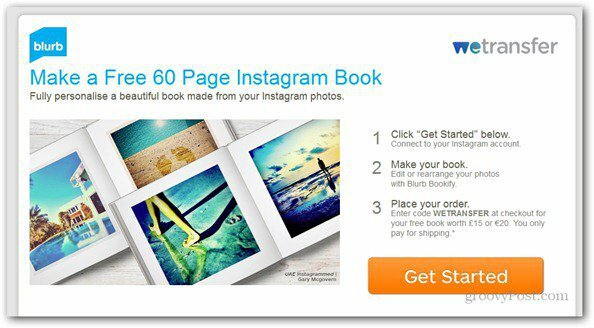 A WeTransfer ingyenes 60 oldalas Instagram fotókönyvet kínál