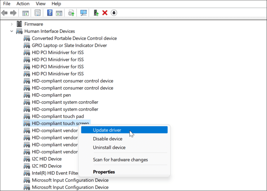 Illesztőprogram frissítése a Windows 11 érintőképernyője nem működik