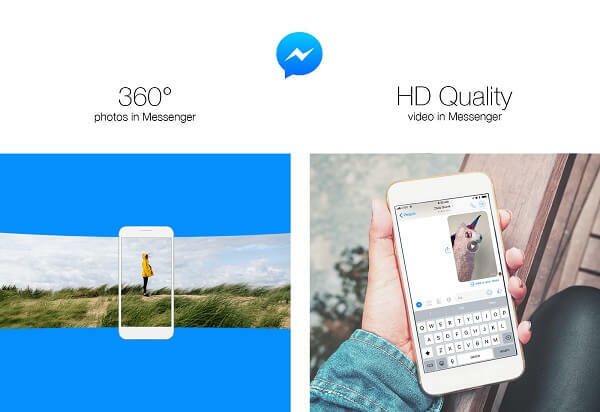 A Facebook bevezette a 360 fokos fényképek küldésének és a nagy felbontású videók megosztásának képességét a Messengerben.