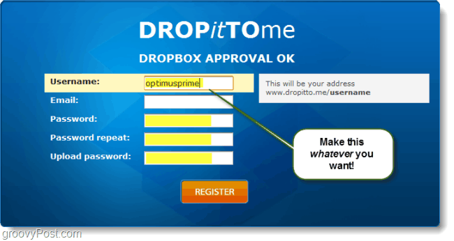 hozzon létre egy dropbox feltöltési URL-t