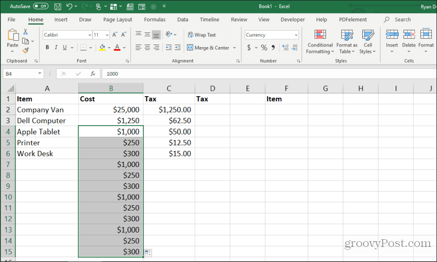 ismételje meg az excel kitöltését