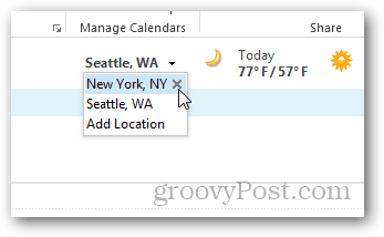 Outlook 2013 naptári időjárási túra - városok hozzáadása / eltávolítása