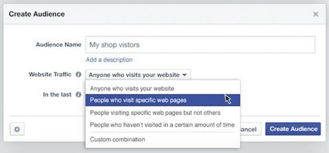 facebook létrehozni a közönség webhelyének forgalmát