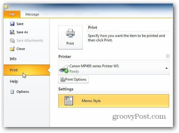 Outlook 2010: Csak egy oldal nyomtatása az üzenethez