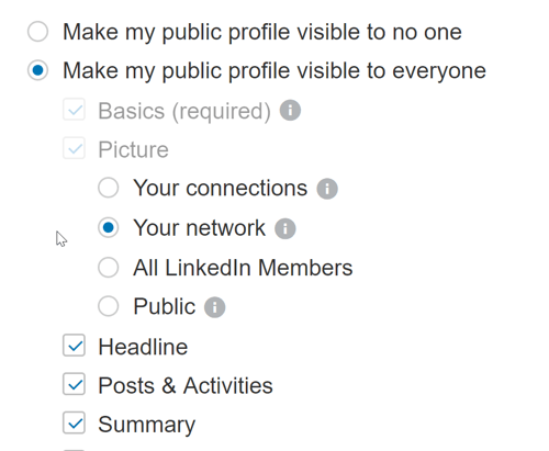 Győződjön meg arról, hogy a LinkedIn profilbeállításai lehetővé teszik-e bárki számára a nyilvános bejegyzések megtekintését.