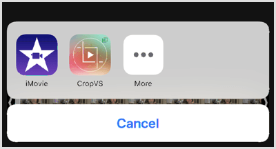 Az alkalmazás eszközeinek megnyitásához érintse meg a CropVS ikont.