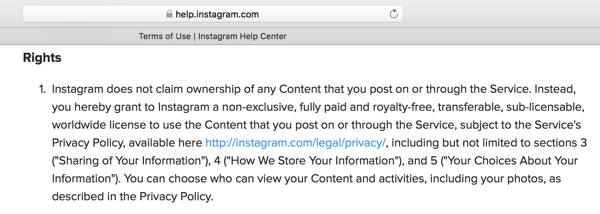 Az Instagram Általános Szerződési Feltételei felvázolják a licencet, amelyet a platformra adsz a tartalmadhoz.