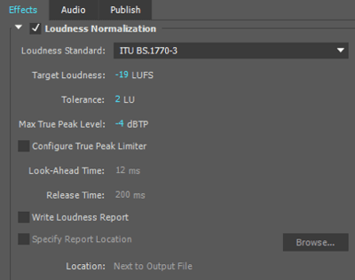 Ezeket a hangerő-normalizálási beállításokat akkor használom, amikor az audio fájlomat exportálom az Adobe Premiere programba.