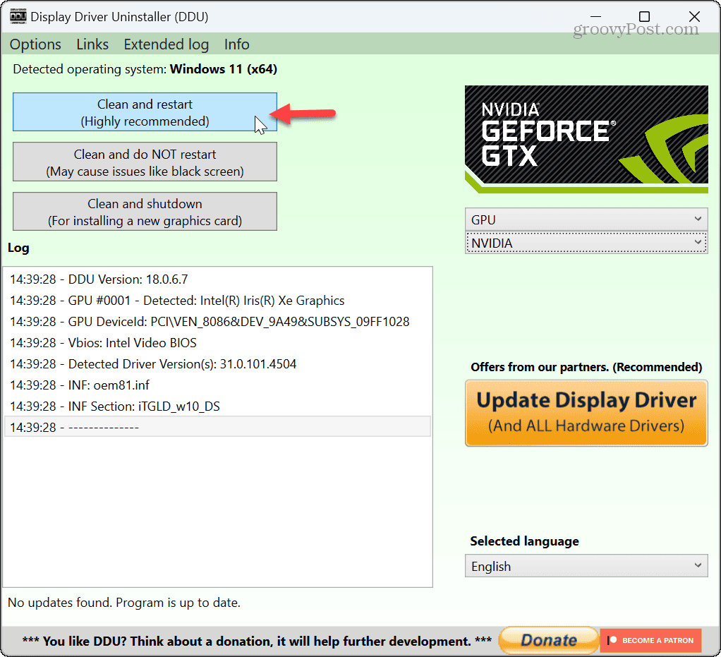 NVIDIA illesztőprogramok visszaállítása 