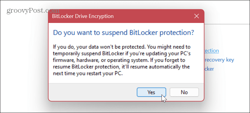 A BitLocker letiltása vagy felfüggesztése 