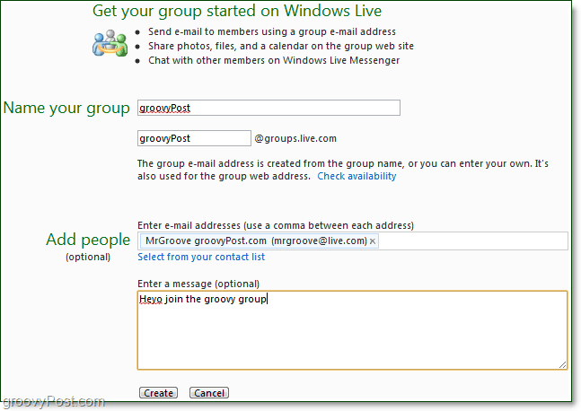 hozzon létre egy Windows Live csoportot