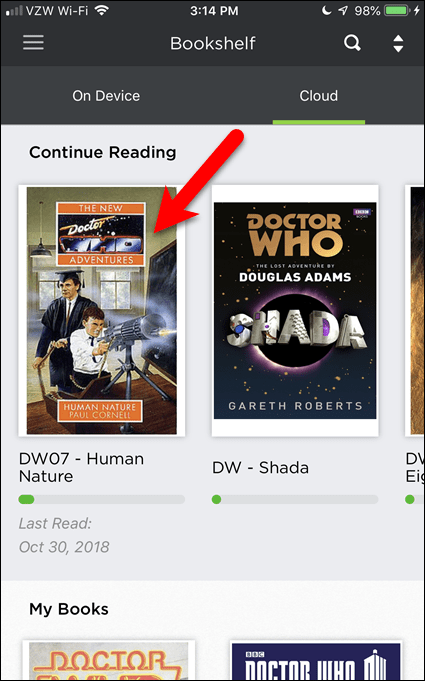 Koppintson egy könyvre, és töltse le a BookFusion alkalmazásba az iOS-eszközén