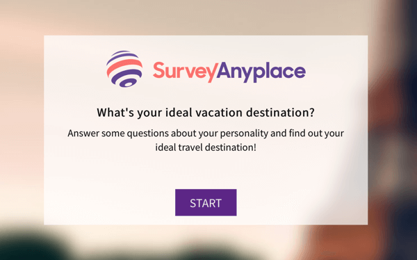 A Survey Anyplace kérdőív előnézete.