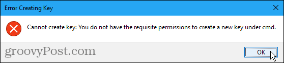Nem hozhat létre kulcshibát a Windows beállításjegyzékben