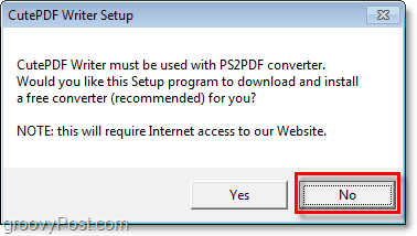 kerülje a PS2PDF telepítését a Windows 7 rendszerbe