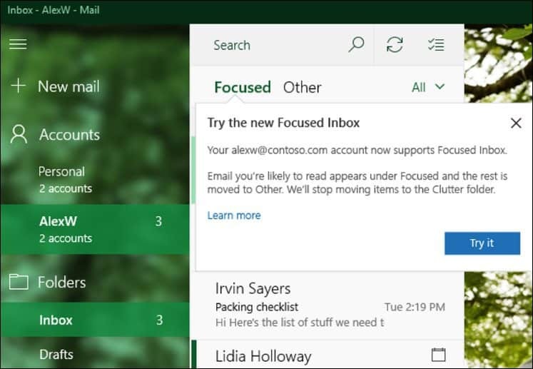 A Microsoft nagy frissítéseket indít a Windows 10 Mail & Calendar alkalmazásokhoz