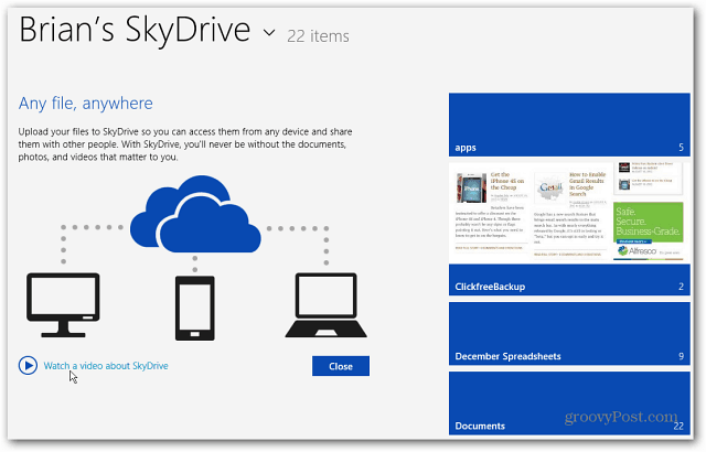 Új SkyDrive kezdőképernyő