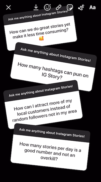 adjon hozzá több kérdés matrica-választ az Instagram-történet képéhez