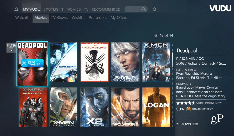 Vudu Xbox One filmek bárhol