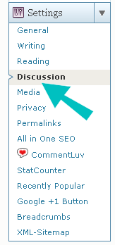 WordPress Discussion Setting menü