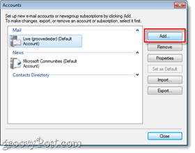 e-mail fiók hozzáadása a Windows Live Mailhez