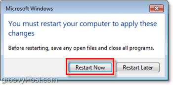 Indítsa újra a számítógépet, hogy befejezze az Internet Explorer 8 kikapcsolását a Windows 7 rendszerben