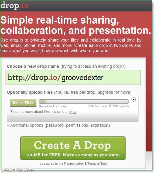 hogyan regisztrálhat ingyenes online együttműködésre a drop.io használatával