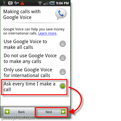 Google Voice az Android mobilkonfigurációs használati preferenciáján