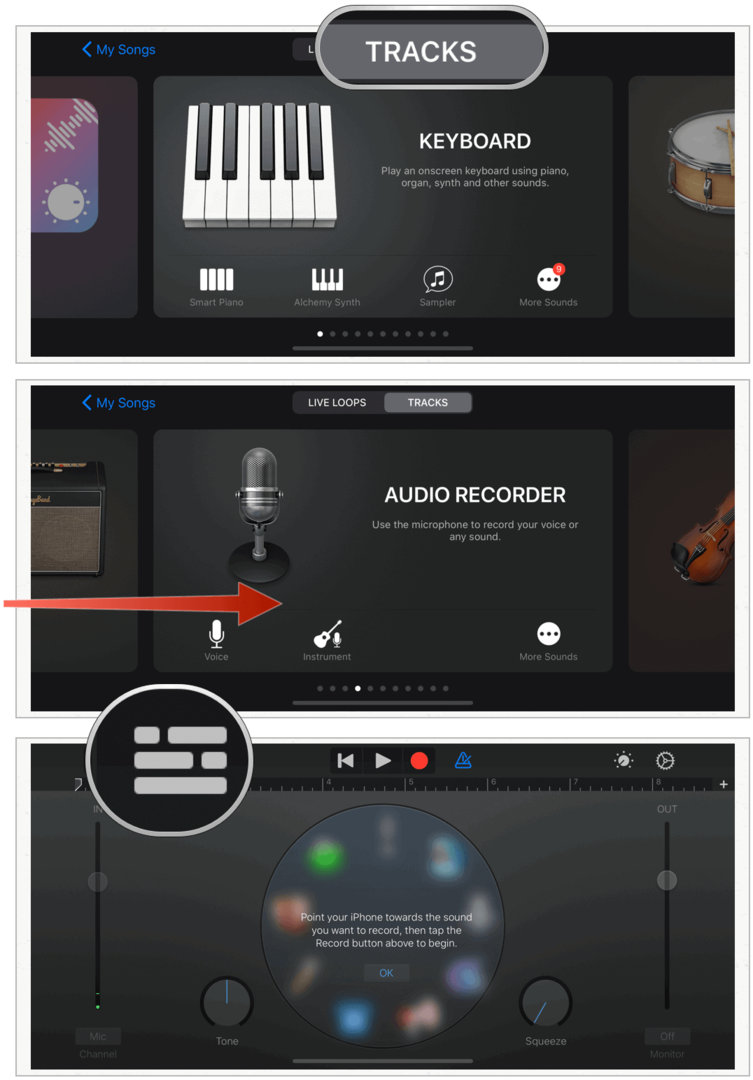 A GarageBand válassza az Audio Recorder lehetőséget