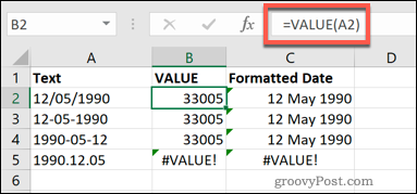 Az ÉRTÉK funkció az Excelben