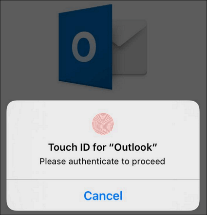 Érintse meg az Azonosító iPhone Outlook elemet